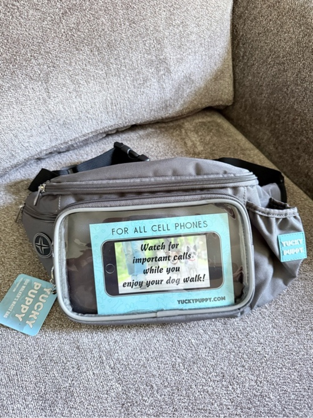 Yucky Puppy Dog Walkers Fanny Pack waist or sling bag- gray/black